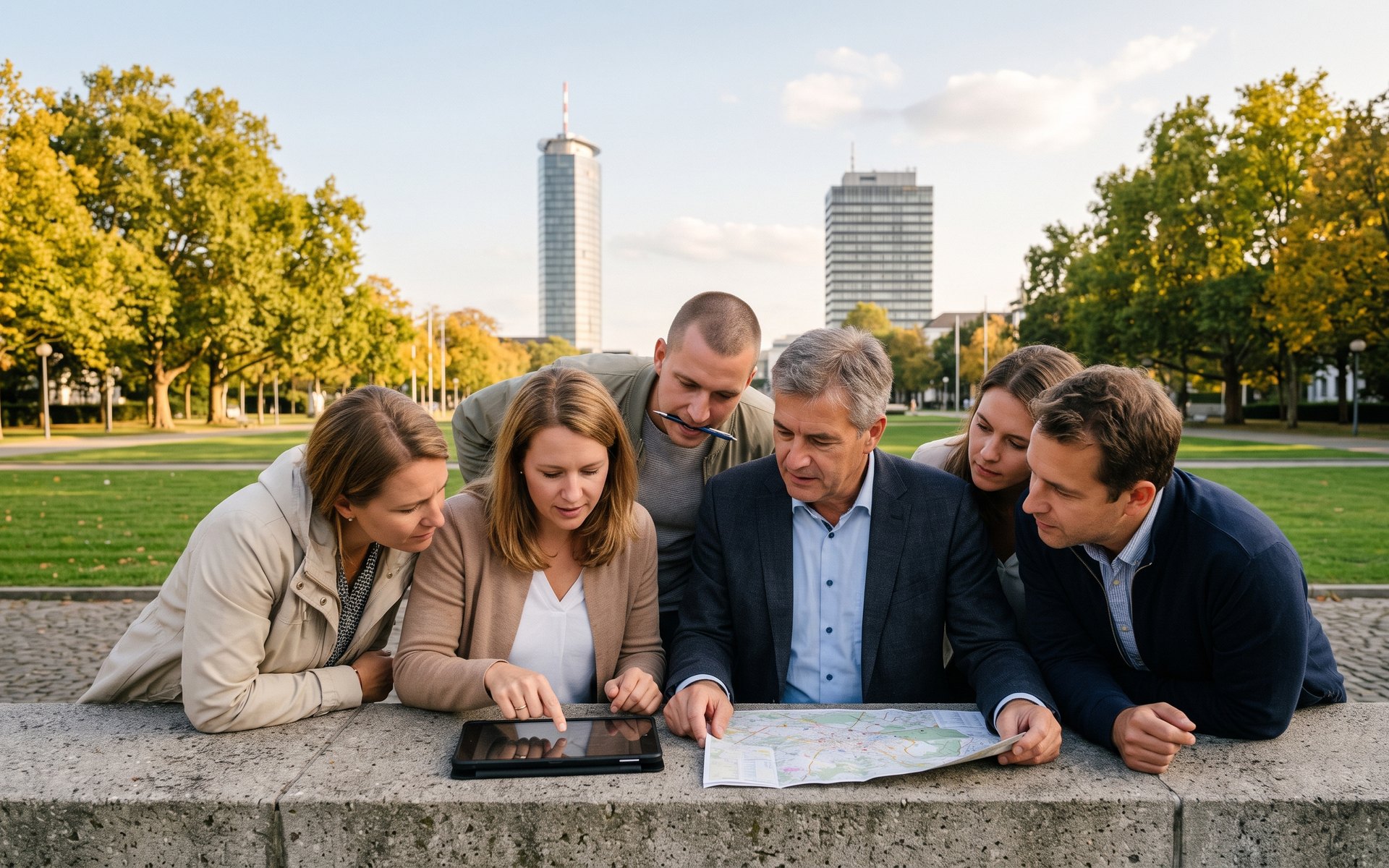 Crime Challenge im ehemaligen Regierungsviertel: Beweise sichten zwischen Post Tower und Langem Eugen.