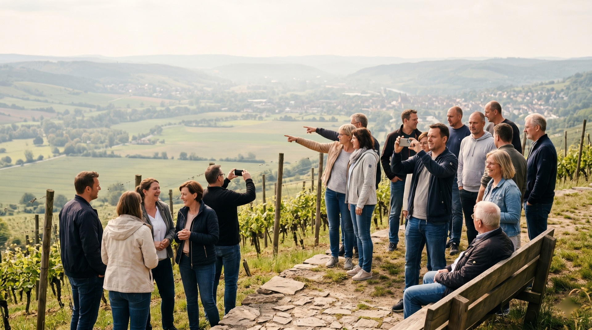 Manchmal reicht ein gemeinsamer Blick über die Landschaft, damit der Büroalltag für einen Moment ganz weit weg ist. (KI-generiertes Symbolbild)