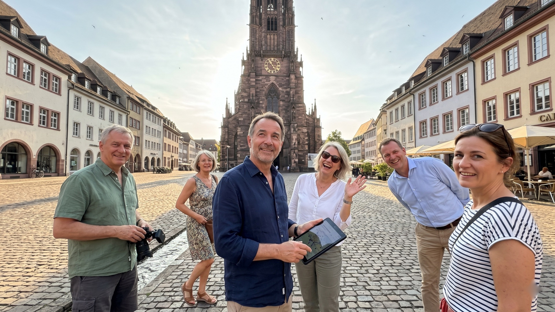 Vom Münsterplatz zu den Bächle und weiter — Freiburg führt die Rallye fast von selbst.