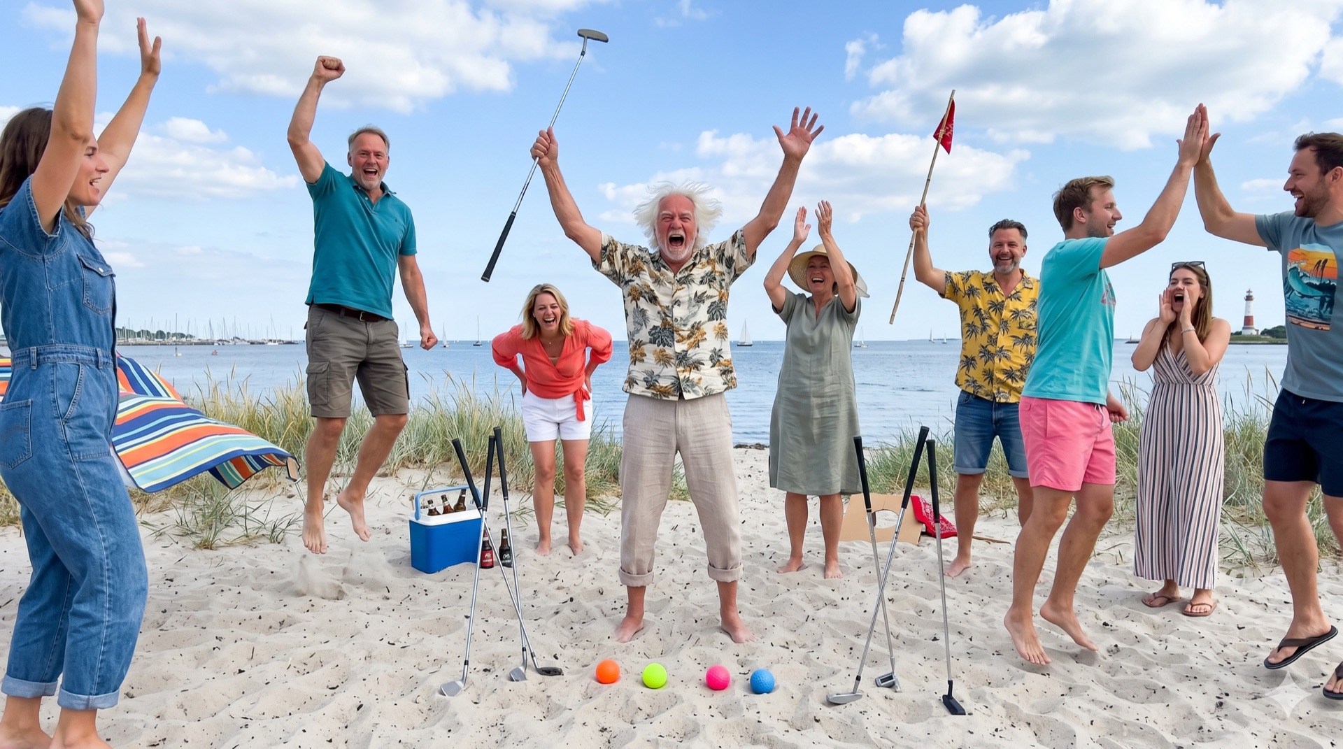 In Warnemünde endet der Bürotag dort, wo der Strand beginnt — Schläger raus, Schuhe aus, und die Ostsee schaut zu.