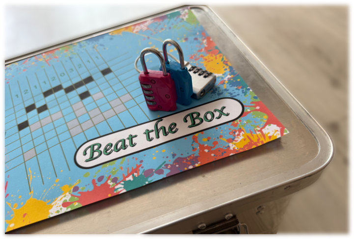 Beat the Box: combination locks on the lid of the aluminium box