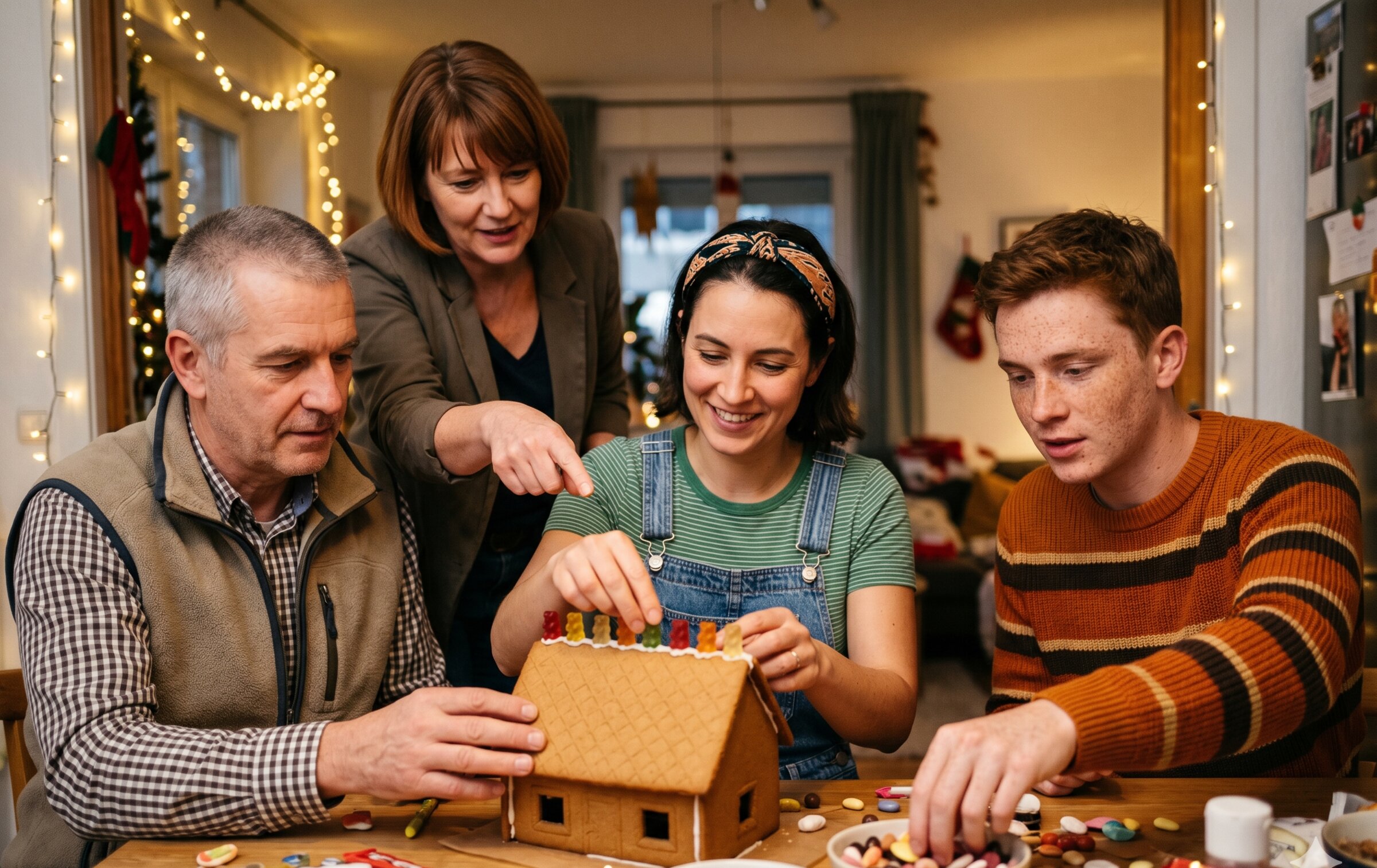 Lebkuchenhausbau: backen während des Teamevents