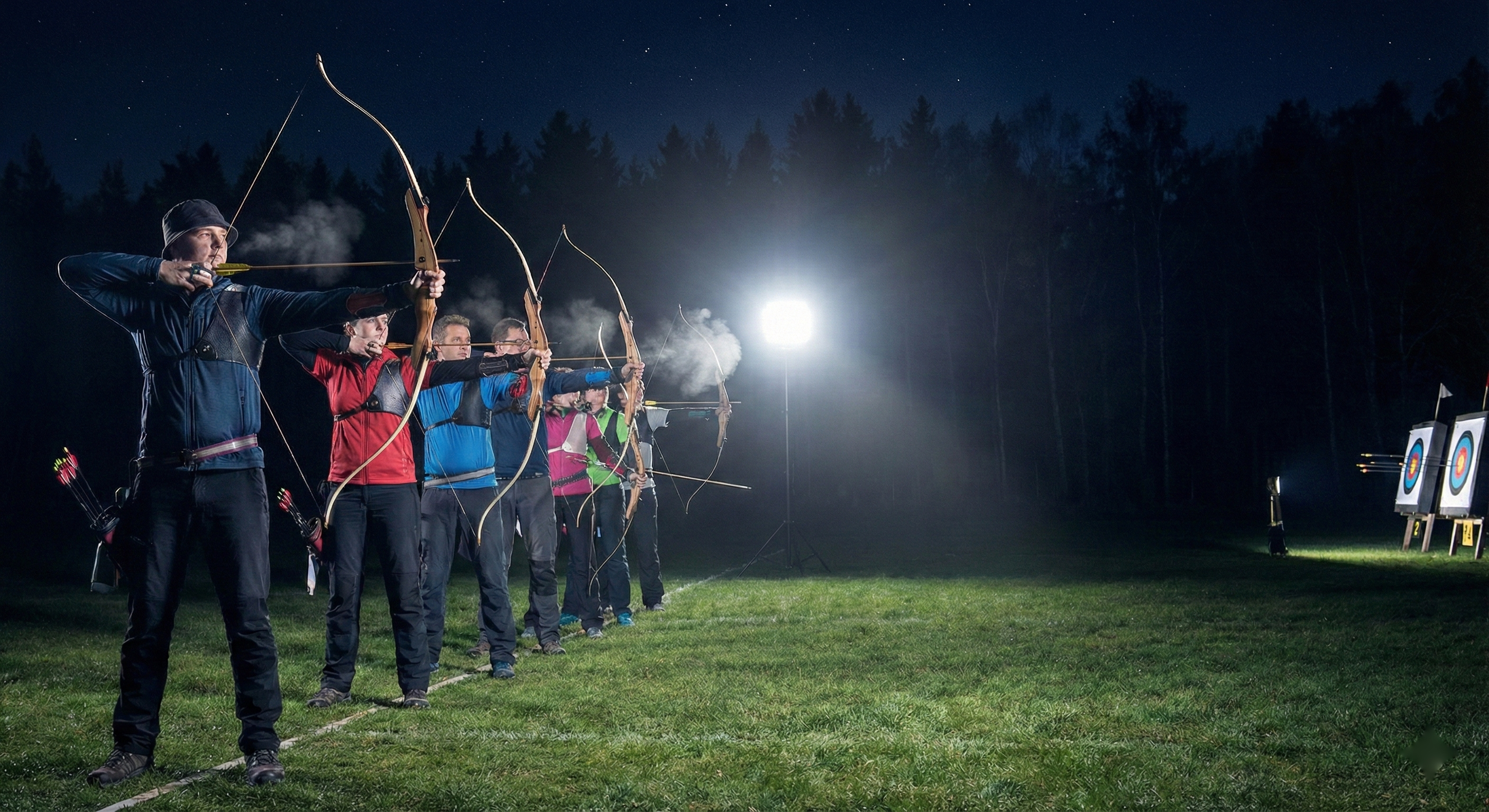 Nachtbogenschießen: besondere Atmosphäre während des Teamevents