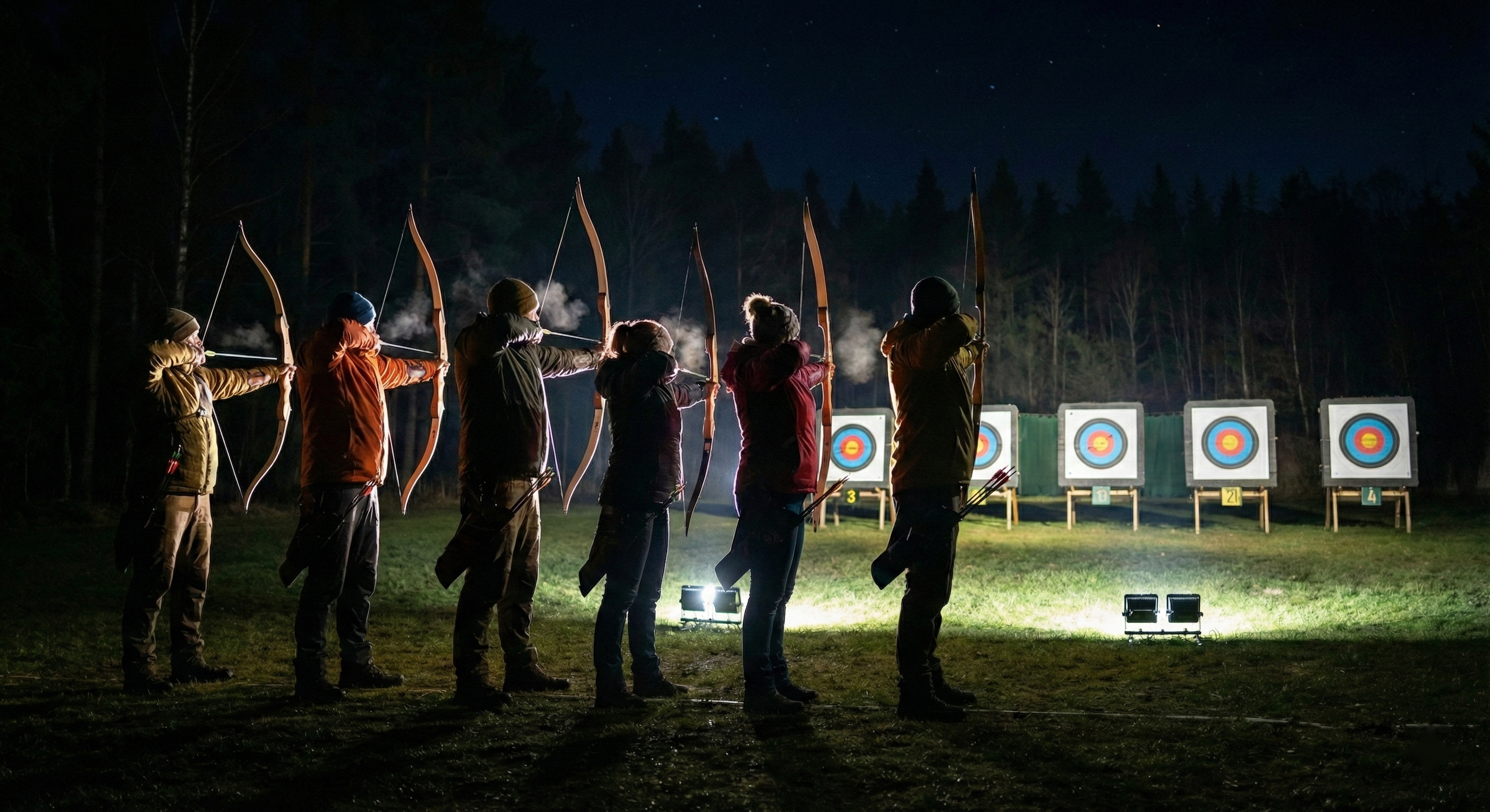 Nachtbogenschießen: besondere Atmosphäre während des Teamevents