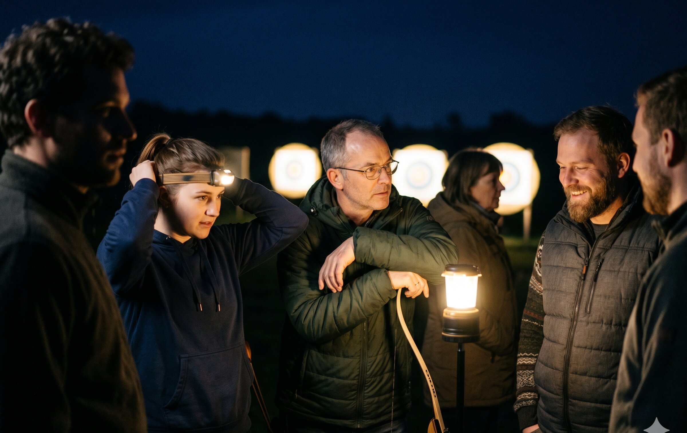Team beim Nachtbogenschießen - Impression vom Eventtag