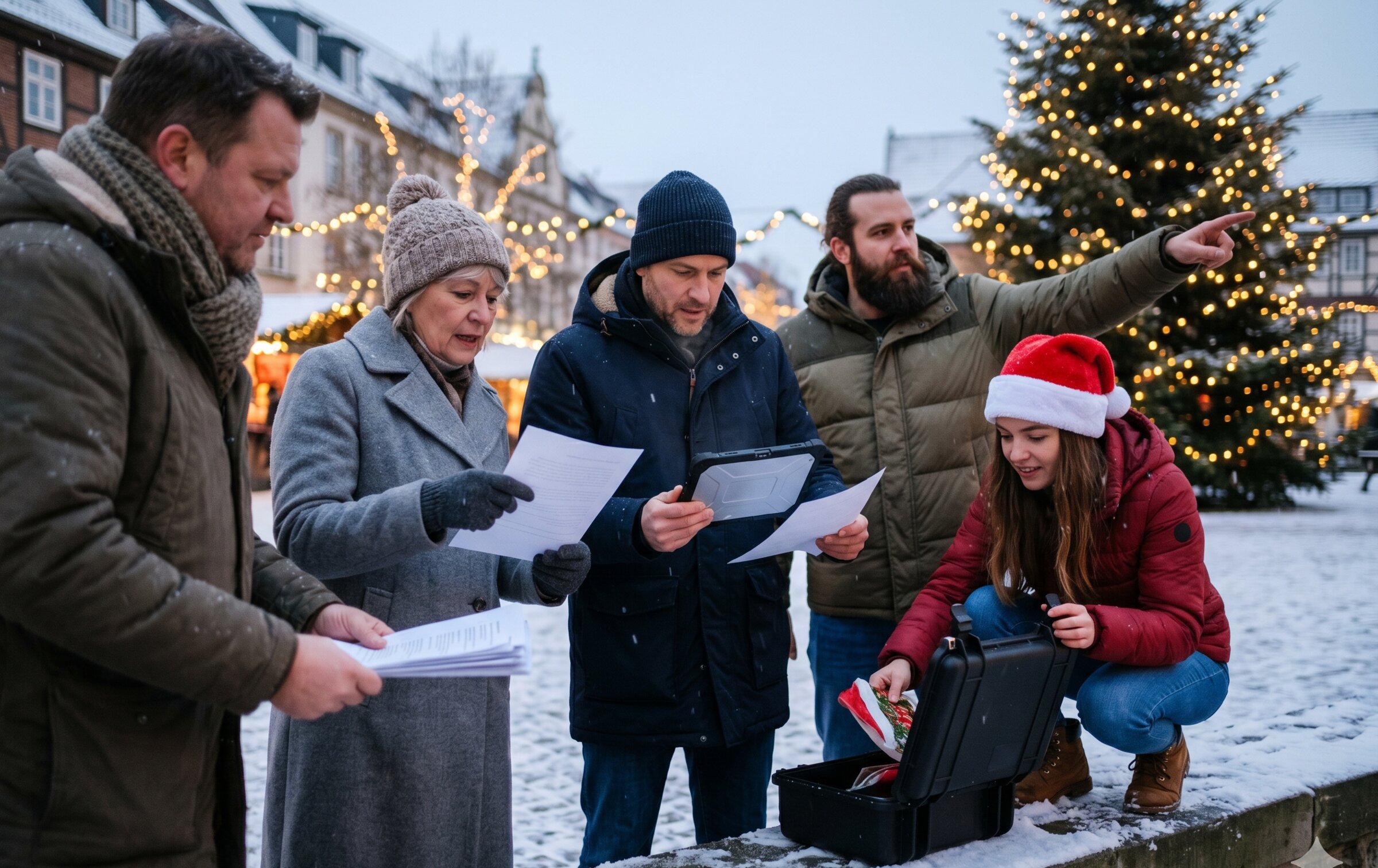 Save Christmas: puzzles during the team event (AI-generated illustrative image)