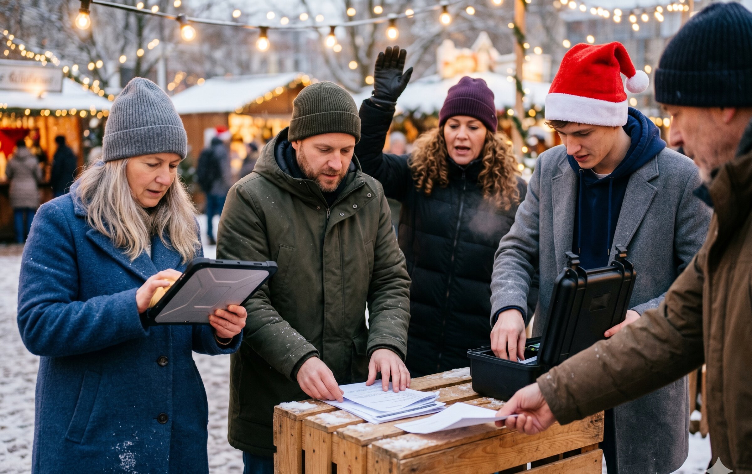 Participants in action during Save Christmas by anydoors (AI-generated illustrative image)