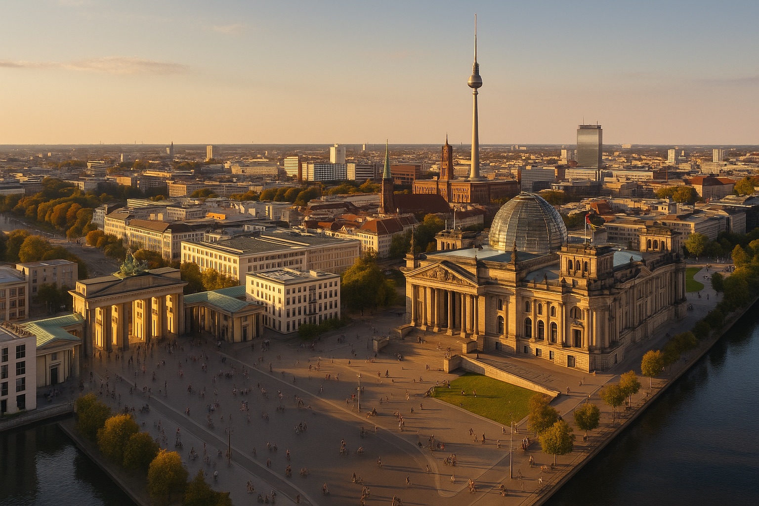 A view across Berlin – where our team events take place. (AI-generated illustrative image)