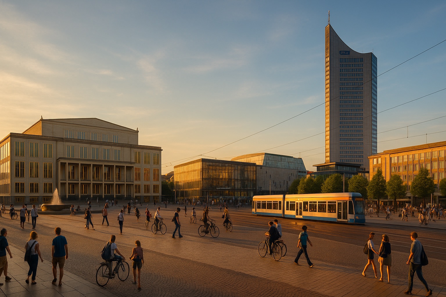 A view across Leipzig – where our team events take place. (AI-generated illustrative image)